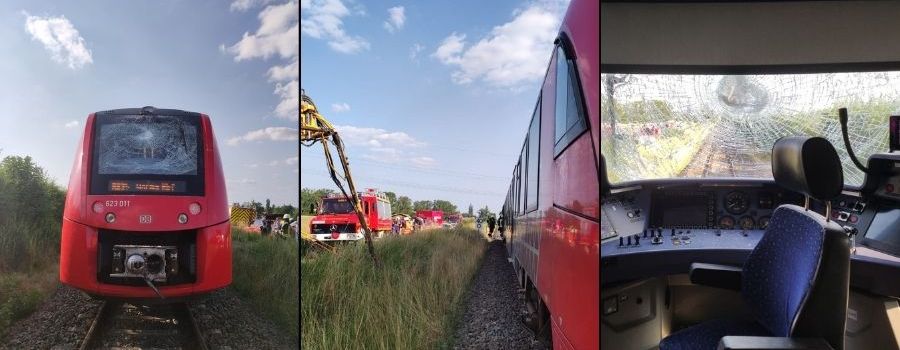 Regionalbahn stößt mit Traktor zusammen