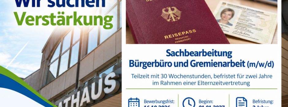 Stellenangebot: Sachbearbeitung Bürgerbüro und Gremienarbeit (m/w/d)