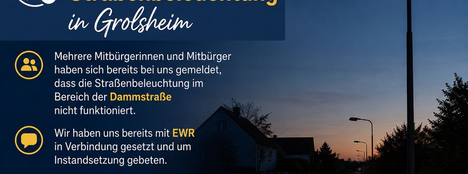 Defekte Straßenbeleuchtung in der Dammstraße