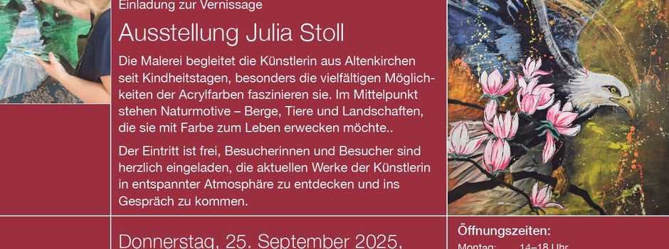 Ausstellung Julia Stoll - Einladung zur Vernissage