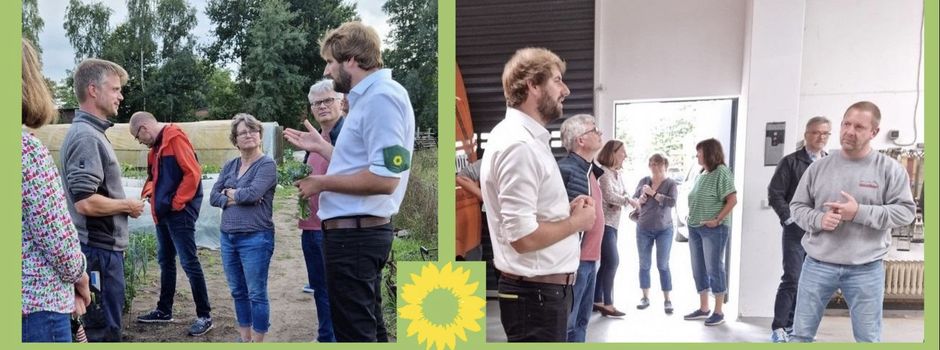 Sebastian Stölting, Direktkandidat der Grünen, besucht Fa. Vielstädte und Biohof Hanhart