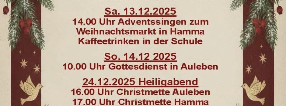 Termine zum Weihnachtsfest