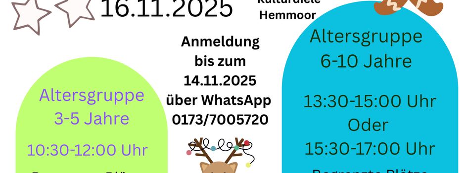 Kunterbunter weihnachtlicher Bastelspaß am 16.11.2025 