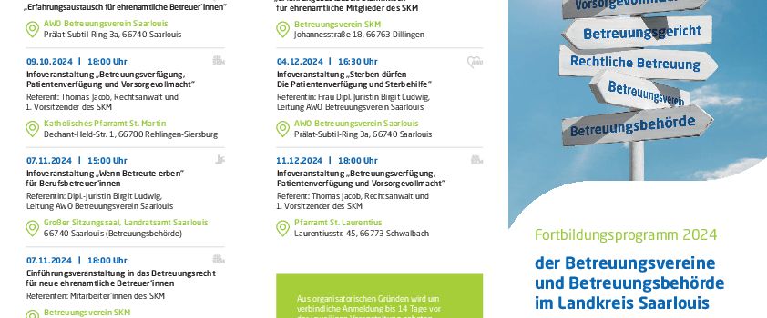 Der Betreuungsverein und die Betreuungsbehörde im Landkreis Saarlouis informieren