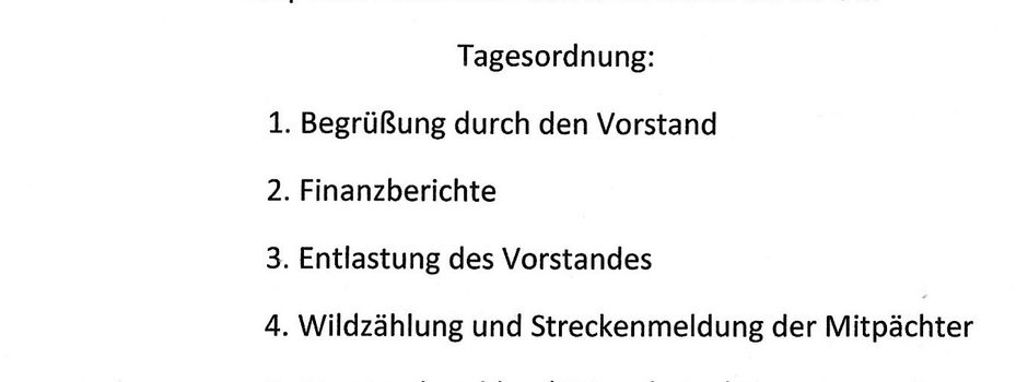 Jahreshauptversammlung der Jagdgenossenschaft Neulewin