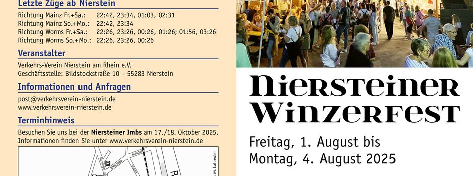 Niersteiner Winzerfest vom Freitag, 1. August, bis Montag, 4. August 2025