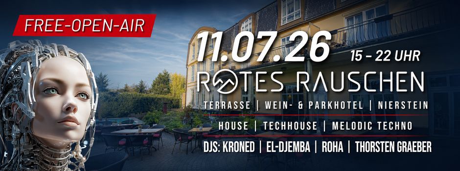 Elektronische Klänge auf der Hotelterrasse: „Rotes Rauschen“ feiert Free Open-Air in Nierstein