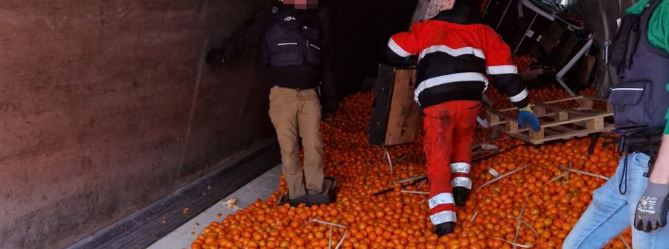 Lkw-Unglück auf A3: Kiloweise Marihuana unter Mandarinenbergen