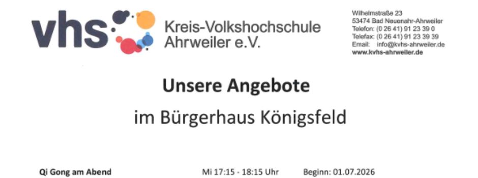 Neue Angebote der "vhs"